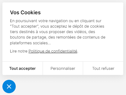 Popup de paramétrage des cookies du site EHPAD Ma Demeure